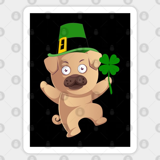 Irish Pug Leprechaun Hat St Patricks Day Shamrock Boys Girls Kids Dog Lovers Gift Magnet by HypeProjecT